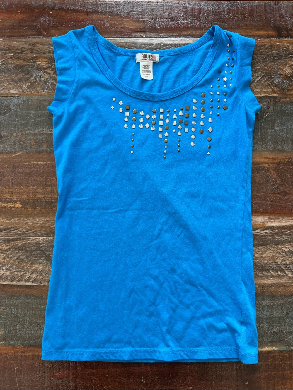 Route 66 Women’s XS Blue Embellished Cap Sleeve T-shirt | SKU 0477